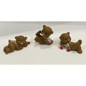 Vintage 1983 Geo Z Lefton Set 3 Playful Christmas Teddy Bears 03264 Lund's Lites